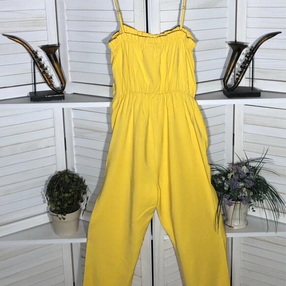 BCBGeneration Yellow Strapless Jumpsuit Rayon Blend - Small - Picture 6 of 16